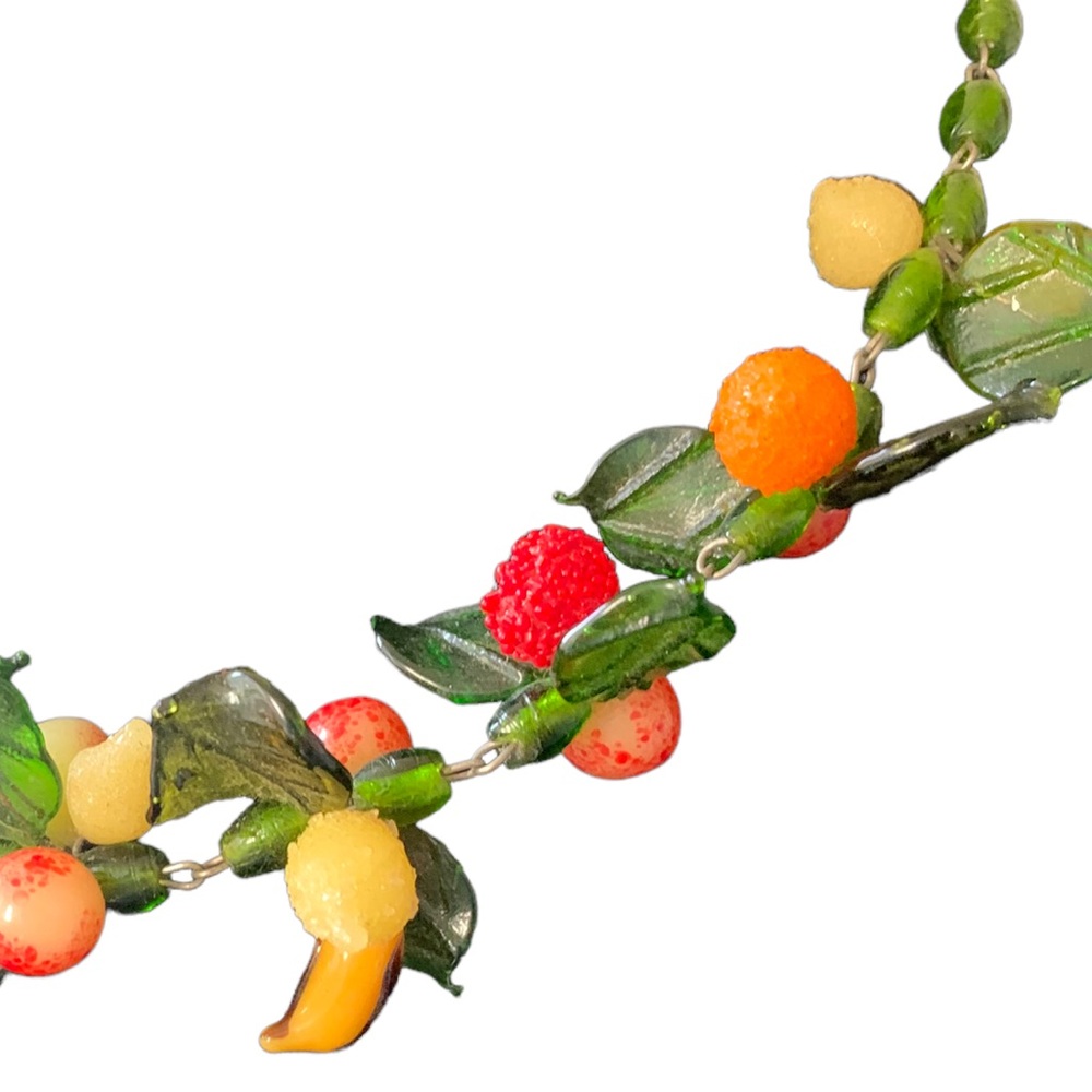 Poured glass tutti-frutti fruit salad, necklace vintage - Picture 5 of 8